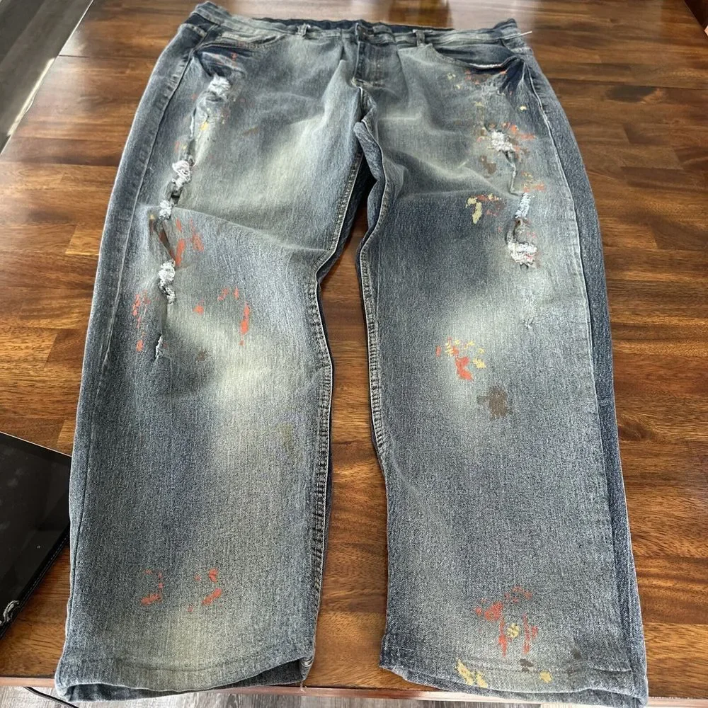 South Pole Jeans with Paint, Rip and‎ Fading Effects Measures 46x30 Hemmed